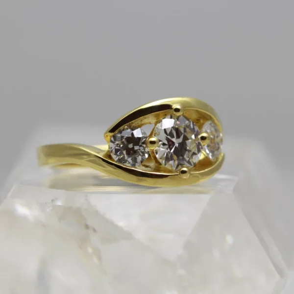 The Belgill: 18ct Yellow Gold Diamond or Moissanite Trilogy Engagement Ring (1.0 Carat Total Weight)