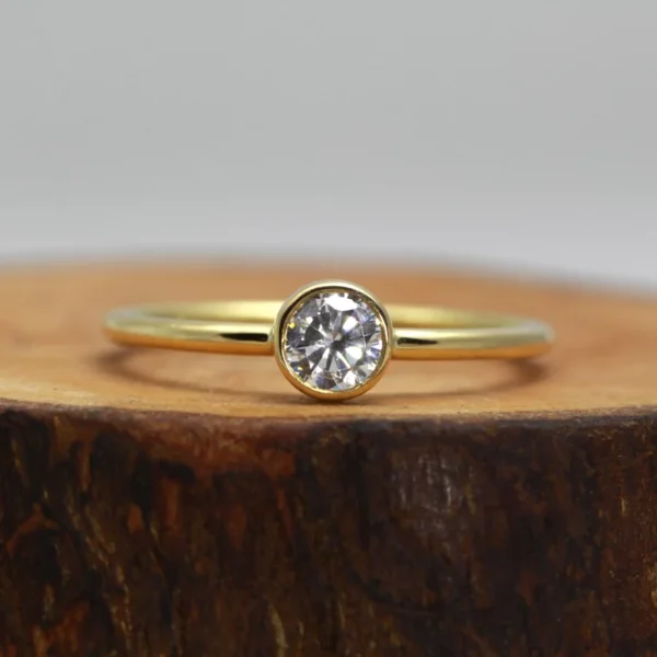 Hand Crafted 14ct Yellow Gold Diamond or Moissanite Stacking Ring
