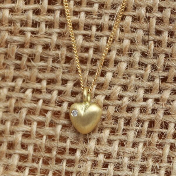 Handmade 9ct or 18ct Gold Bubble Heart with Diamond Pendant