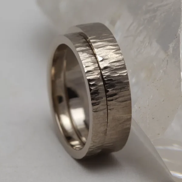 The Couls: Handmade 18ct White Gold Matching Wedding Ring Set