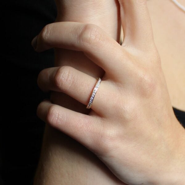 The Creevan: Handmade 18ct Yellow Gold Bead Set Bespoke Curved Diamond or Moissanite Ring