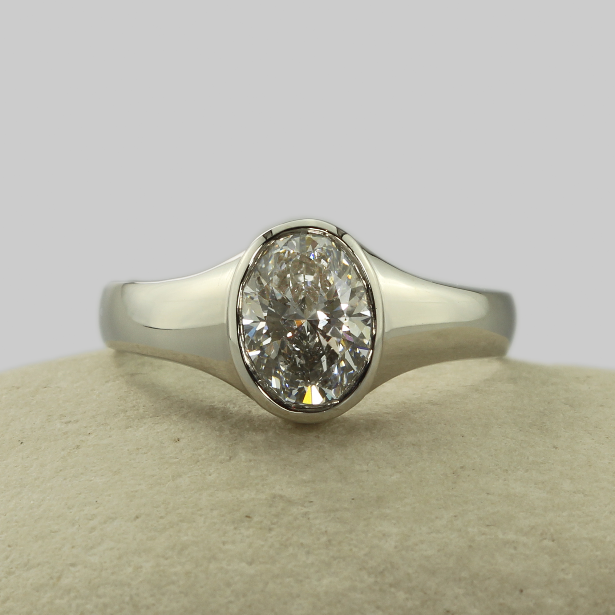 The Machany: Handmade 950 Platinum Signet Engagement Ring with Diamond or Moissanite