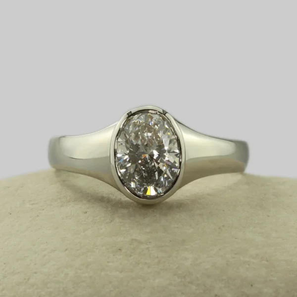 The Machany: Handmade 950 Platinum Signet Engagement Ring with Diamond or Moissanite