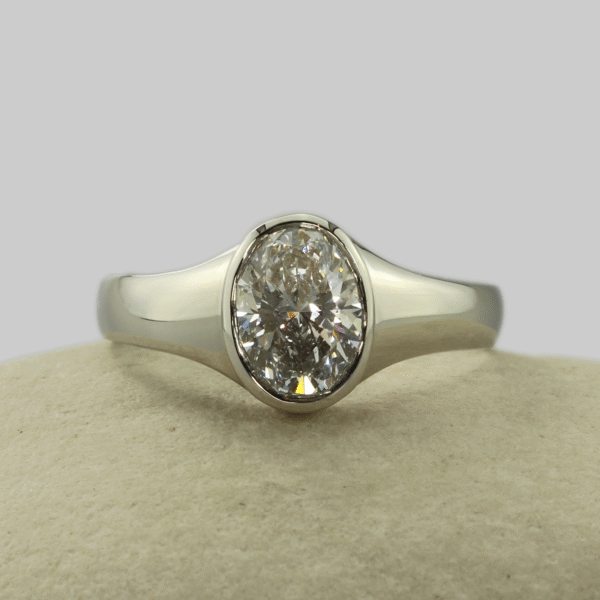 The Machany: Handmade 950 Platinum Signet Engagement Ring with Diamond or Moissanite
