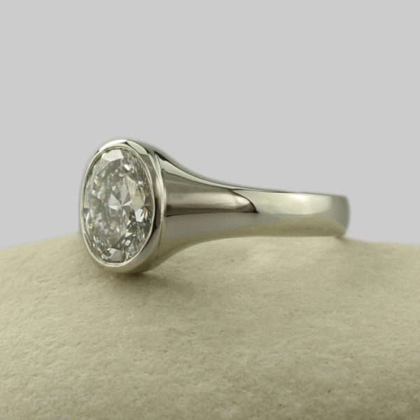 The Machany: Handmade 950 Platinum Signet Engagement Ring with Diamond or Moissanite
