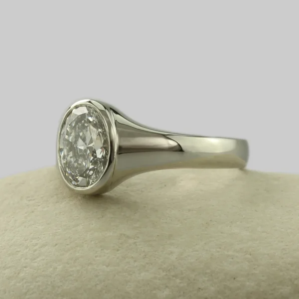 The Machany: Handmade 950 Platinum Signet Engagement Ring with Diamond or Moissanite