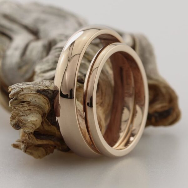 The Wanlocks: Recycled 18ct Rose Gold Matching Wedding Rings