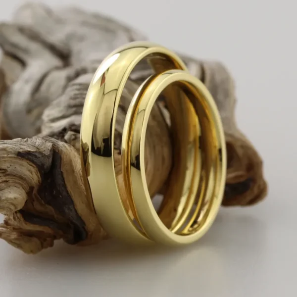 The Devons: Handmade 18ct Yellow Gold Matching Wedding Ring Set