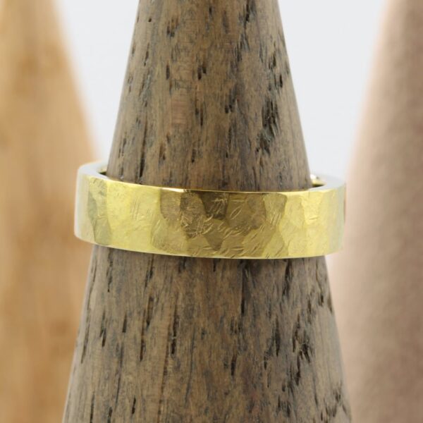 The Cavanacaw: Ethical 18ct Yellow Gold Wedding Ring with Hammered finish
