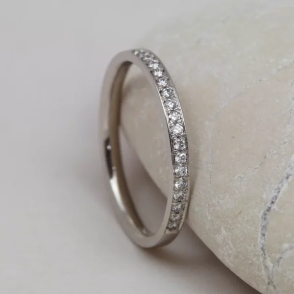The Dochart: Handmade 18ct White Gold Bead Set Diamond Ring