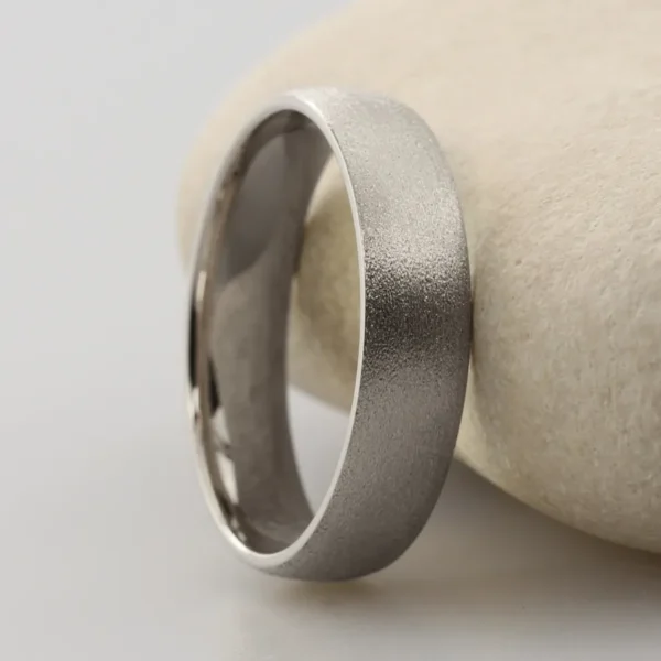 The Lochy: Recycled 950 Platinum Wedding Ring with Etched finish