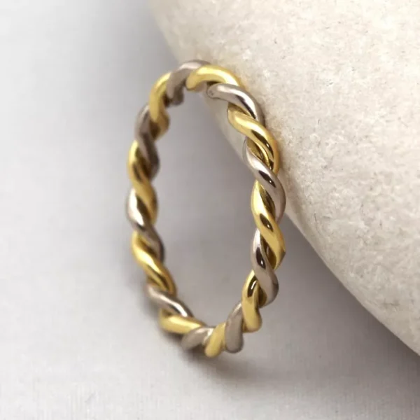 The Carradale: Intertwining 18ct Yellow and White Gold Ring