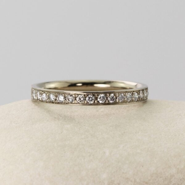 The Dochart: Handmade 18ct White Gold Bead Set Diamond Ring