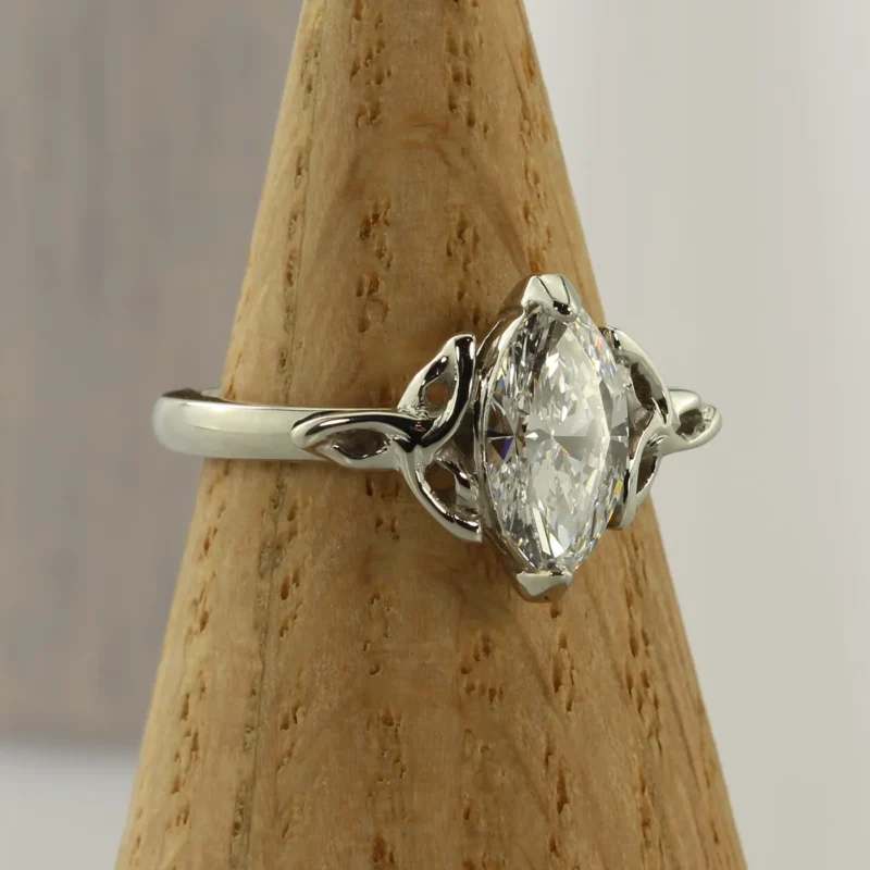 Bespoke Platinum Marquise Engagement Ring with Celtic detail